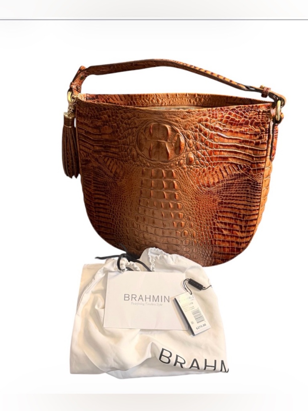 Brahmin Kathleen Toasted Almond Hand Bag With Dust Bag EUC No Flaws